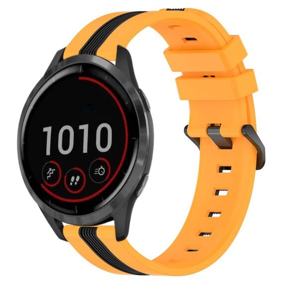 Per cinturino in silicone bicolore verticale da 22 mm Garmin Vivoactive 4 (giallo + nero)