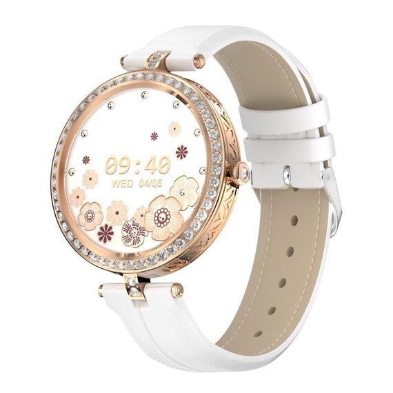 GT10 Smart Watch con schermo a colori da 1,32 pollici, supporto monitoraggio della frequenza cardiaca/monitoraggio della pressione sanguigna (oro bianco)