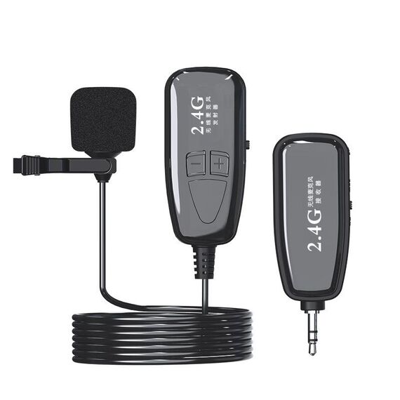 Microfono live lavalier wireless Bluetooth 2.4G con cancellazione del rumore (nero)
