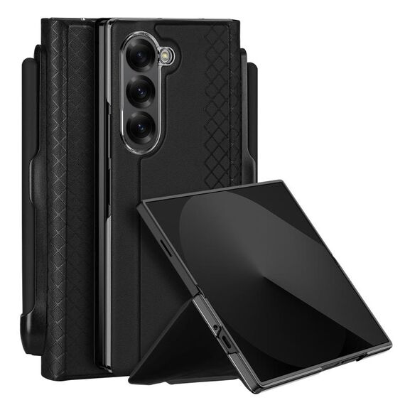 Per Samsung Galaxy Z Fold6 DUX DUCIS Bril Series Custodia per telefono PU + TPU con slot per penna (Nero)