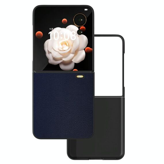 Custodia per telefono a copertura totale con telaio nero in pelle PU Flip per Honor Magic V (blu scuro)