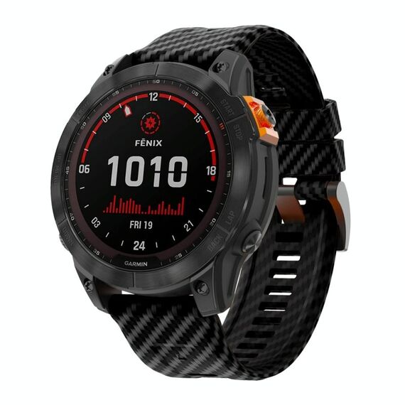 Cinturino per orologio in silicone con motivo in fibra di carbonio bicolore da 26 mm (nero)