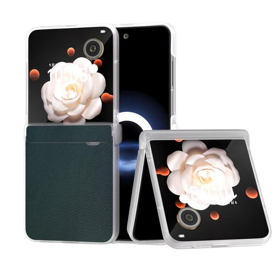 Per Honor Magic V Flip ABEEL Custodia per telefono a copertura totale in pelle PU con telaio traslucido satinato in tre parti (verde)