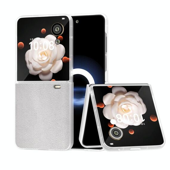 Custodia per telefono in pelle PU con cornice traslucida smerigliata For Honor Magic V Flip ABEEL (argento)