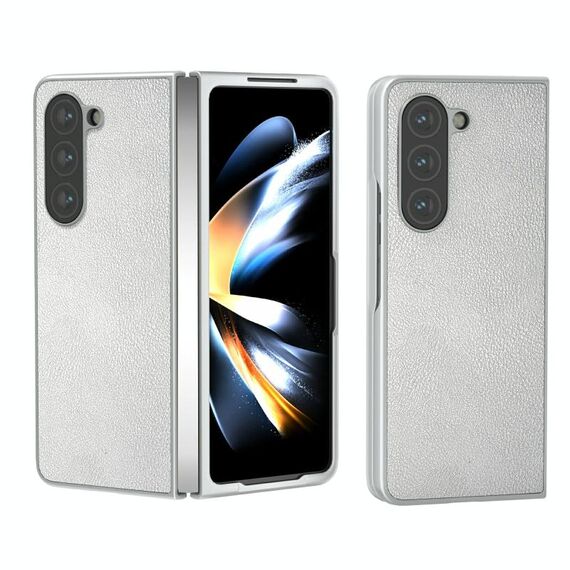Per Samsung Galaxy Z Fold6 ABEEL Custodia in pelle PU a copertura totale (Argento)
