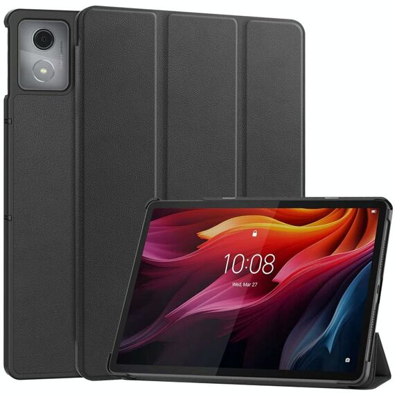 Per Lenovo Tab K11 Plus Custer Texture 3-Fold Holder Custodia in pelle per tablet intelligente (nero)