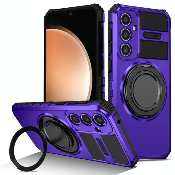 Per Samsung Galaxy S23 FE 5G Custodia per telefono con supporto magnetico rotante (viola)