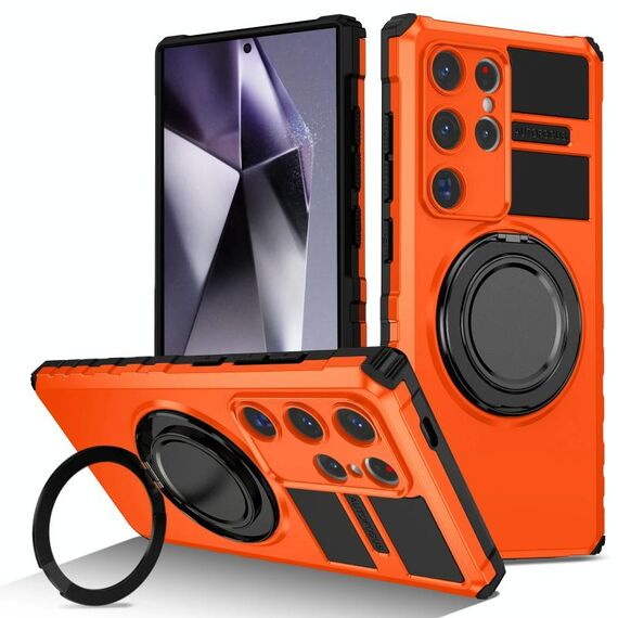 Per Samsung Galaxy S24 Ultra 5G Custodia per telefono con supporto magnetico rotante (arancione)