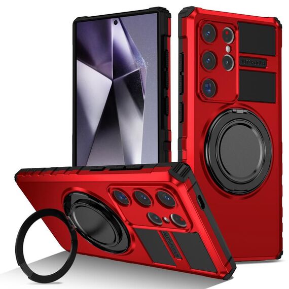 Per Samsung Galaxy S24 Ultra 5G Custodia per telefono con supporto magnetico rotante (rosso)