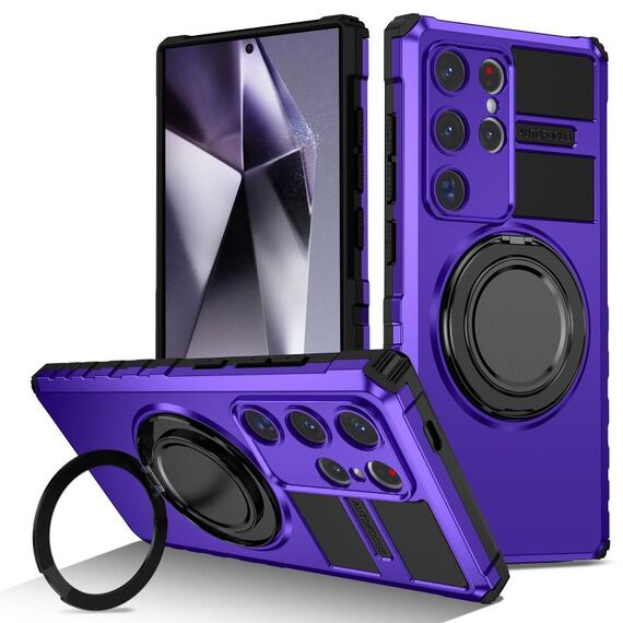 Per Samsung Galaxy S24 Ultra 5G Custodia per telefono con supporto magnetico rotante (viola)