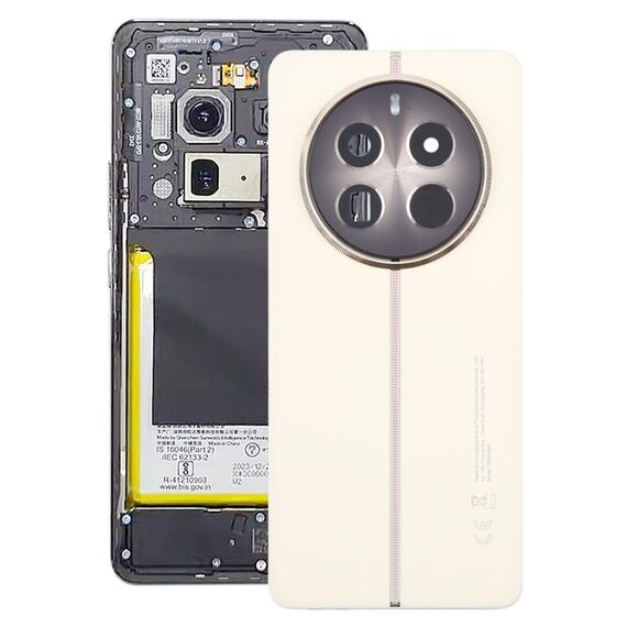 Per Realme 12 Pro+ Cover posteriore batteria originale con copriobiettivo fotocamera (bianco)