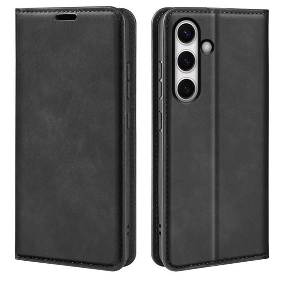 Per Samsung Galaxy S24 FE 5G Custodia in pelle con ventosa magnetica Retro-skin (nero)