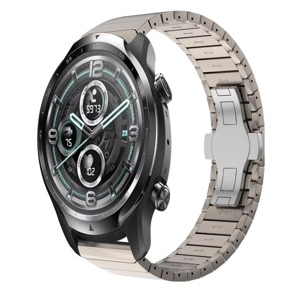 Per Ticwatch Pro3 22mm One Bead Paint Butterfly Buckle Cinturino in lega (colore titanio)