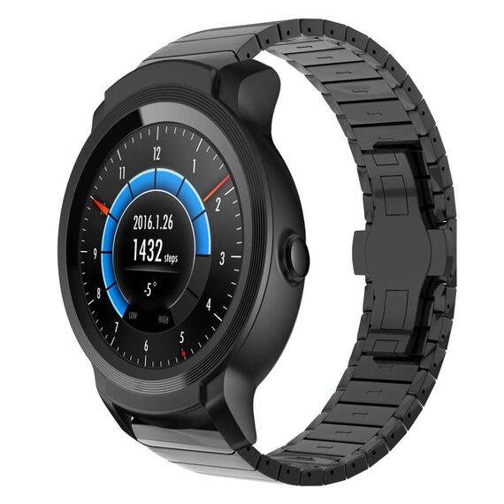 Per Ticwatch E2 22mm cinturino in lega con fibbia a farfalla con vernice a perline (nero)