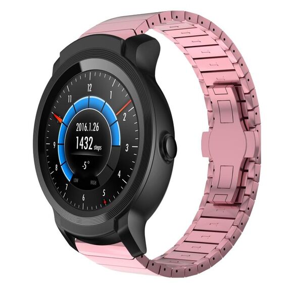Per Ticwatch E2 22mm cinturino in lega con fibbia a farfalla con vernice a perline (rosa)
