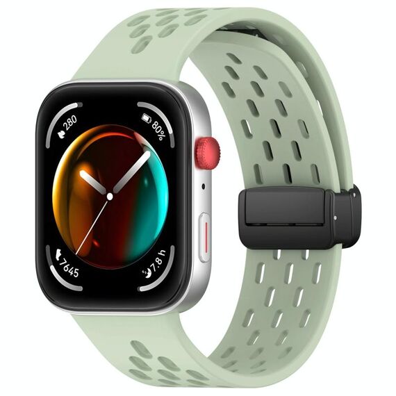 Per Huawei Watch Fit3 Holes Style Folding Magnetic Buckle Silicone Watch Band (verde)