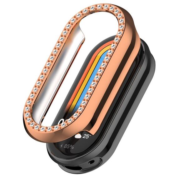 Per Xiaomi Smart Band 9 Diamond Half Coverage Hollow PC Watch Custodia protettiva (oro rosa)