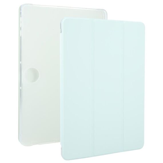 Per OnePlus Pad 2 Custodia per tablet in smart pelle TPU trasparente ripiegabile a tre con slot per penna (verde chiaro)