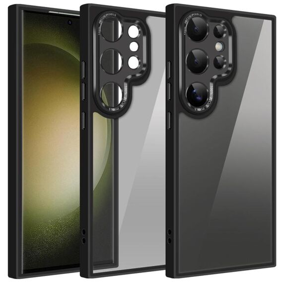 Custodia per telefono con pellicola per lenti colorate per Samsung Galaxy S23 Ultra 5G (nera)