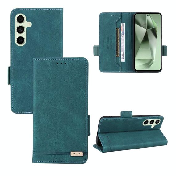 Per Samsung Galaxy S24 FE 5G Custodia in pelle con chiusura magnetica (verde)