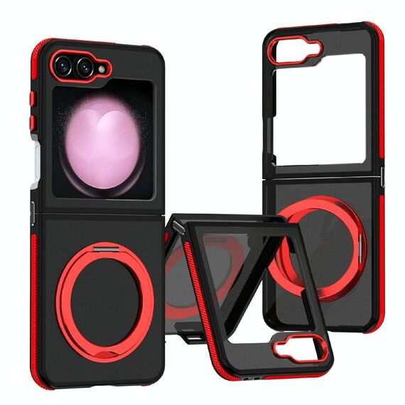Per Samsung Galaxy Z Flip6 Custodia per telefono con supporto rotante Skin Feel 360 (rosso)
