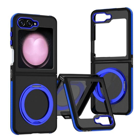 Per Samsung Galaxy Z Flip6 Custodia per telefono con supporto rotante Skin Feel 360 (blu)