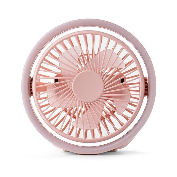 N601 Ventilatore da tavolo girevole a 180 gradi di tipo C con luce ambientale a LED (rosa)