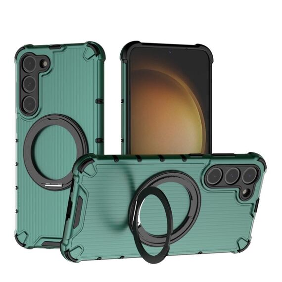 Per Samsung Galaxy S23+ 5G Grating 360 gradi supporto girevole antiurto custodia per telefono (verde)