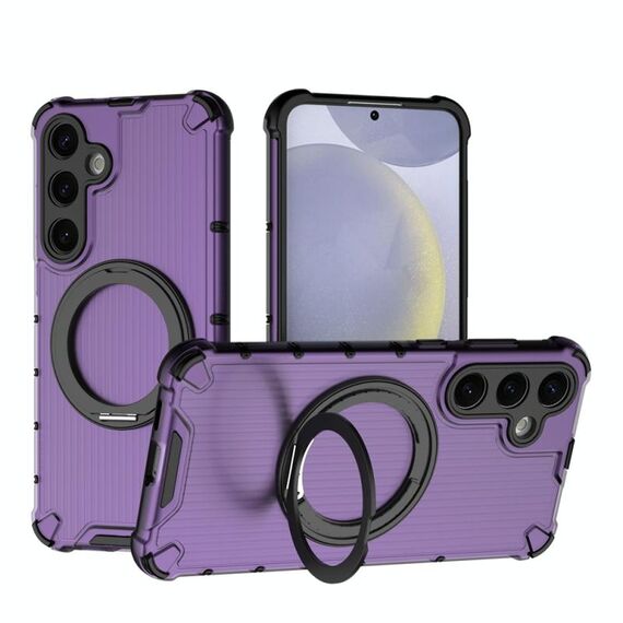 Per Samsung Galaxy S24+ 5G Grating 360 gradi supporto girevole antiurto custodia per telefono (viola)