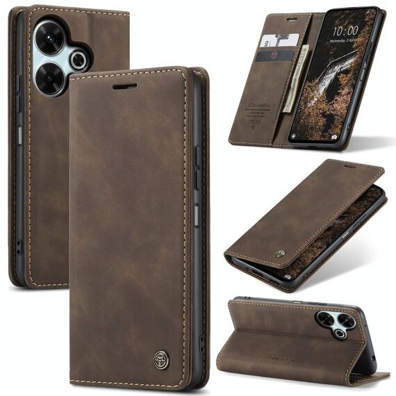 Per Redmi 13 CaseMe 013 Custodia per telefono in pelle con flip orizzontale multifunzionale (caffè)