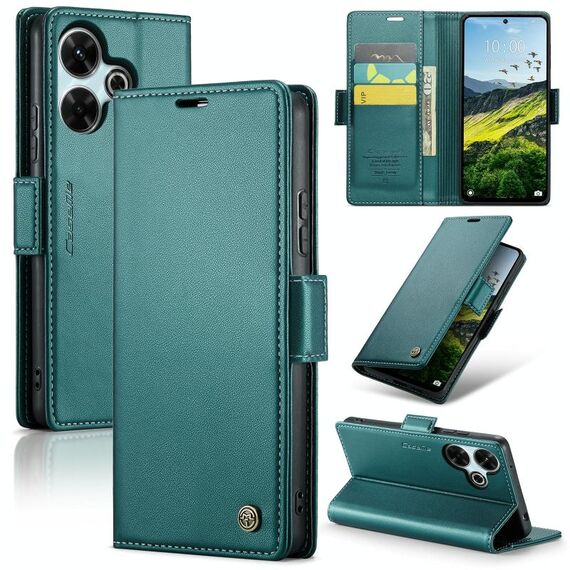 Per Redmi 13 CaseMe 023 Butterfly Buckle Litchi Texture RFID Anti-furto Custodia in pelle per telefono (blu perlato)