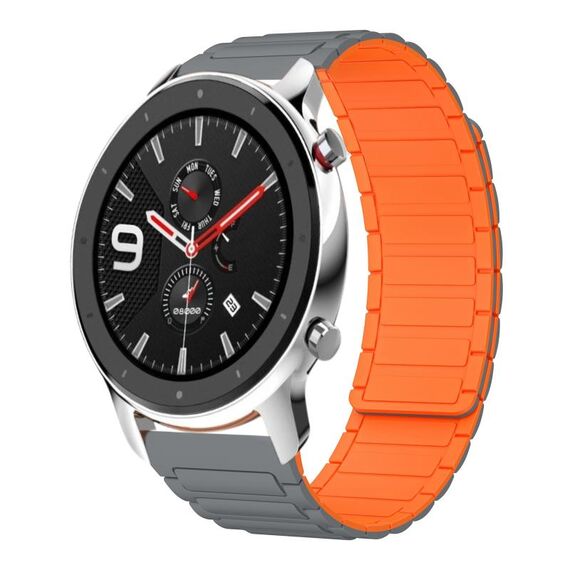 Per Amazfit Watch GTR 4 22mm Cinturino in silicone magnetico a forma di I (grigio+arancione)