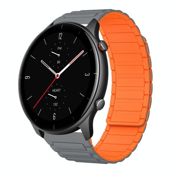 Per Amazfit Watch GTR 2e 22mm Cinturino in silicone magnetico a forma di I (grigio+arancione)