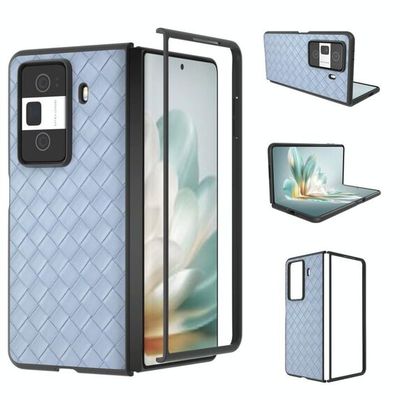 Custodia per telefono in PU con trama intrecciata con cornice nera per Honor Magic Vs3 (azzurro chiaro)