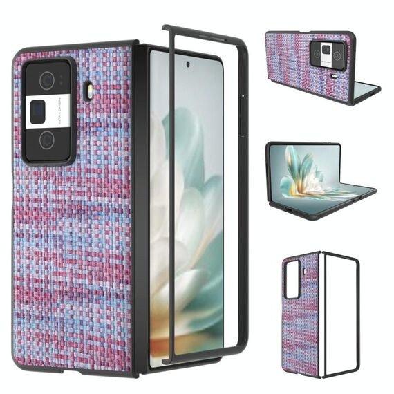 Custodia per telefono in PU con trama a reticolo e colore della cornice nera per Honor Magic Vs3 (viola)