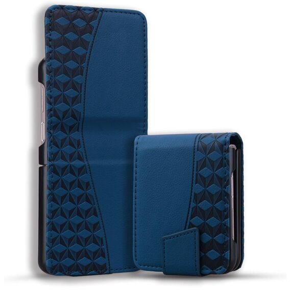 Per Samsung Galaxy Z Flip6 Custodia in pelle con fibbia a diamante e cordino (blu reale)