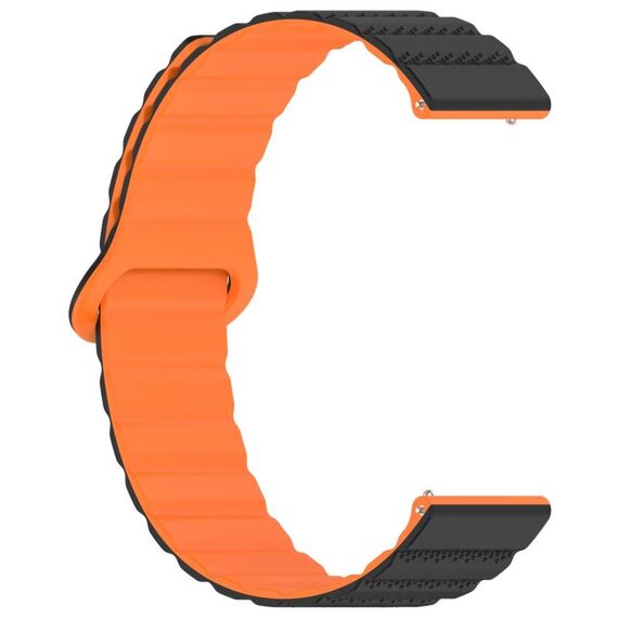 Cinturino per orologio magnetico in silicone con anello punteggiato da 18 mm (nero arancione)