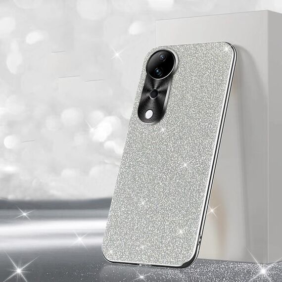 Per vivo S19 Custodia per telefono con polvere glitterata elettrolitica (argento)