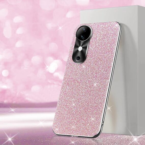 Per vivo S19 Custodia per telefono con polvere glitterata elettrolitica (rosa)
