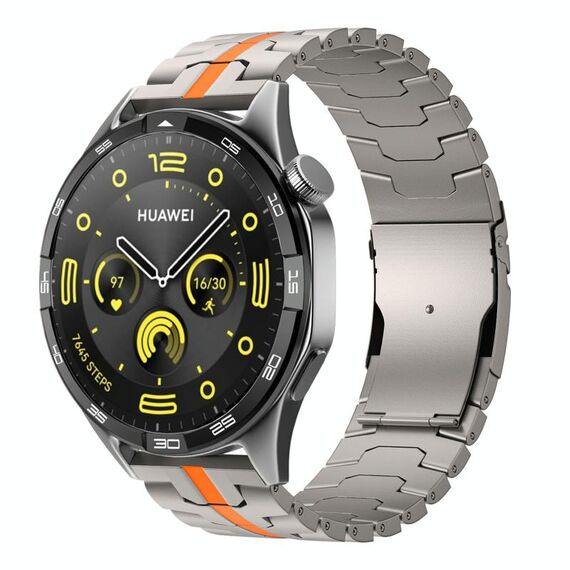 For Huawei Watch GT 4 46mm 22mm Double Lock Buckle Turtle Titanium Steel Watch Band(Titanium Oange)