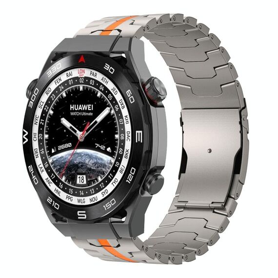 Per Huawei Watch Ultimate / Buds 22mm Double Lock Buckle Turtle Titanium Steel Watch Band (titanio arancione)