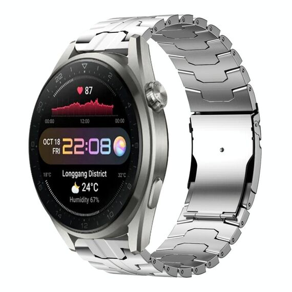Per Huawei Watch 3 Pro Nuovo cinturino per orologio in acciaio al titanio con fibbia a doppia chiusura da 22 mm (argento)