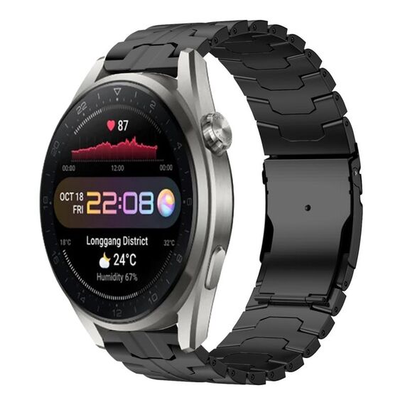 Per Huawei Watch 3 Pro Nuovo cinturino da 22 mm con fibbia a doppia chiusura in acciaio al titanio tartaruga (nero)