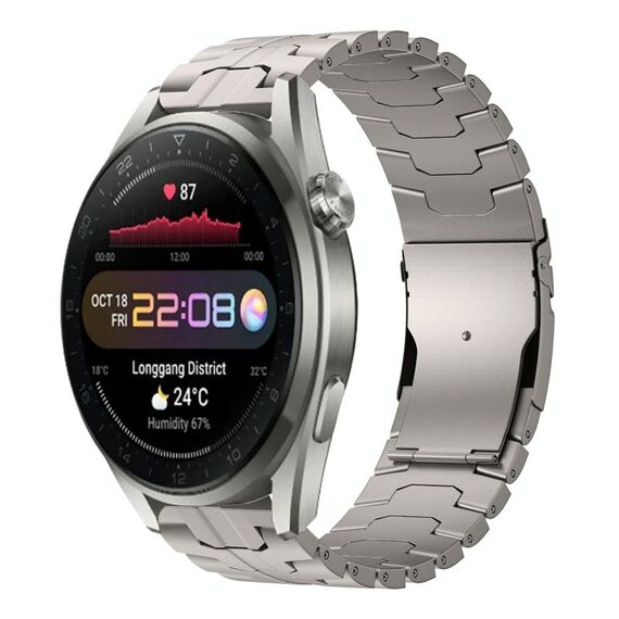 Per Huawei Watch 3 Pro Nuovo cinturino da 22 mm con fibbia a doppia chiusura in acciaio al titanio tartaruga (titanio)