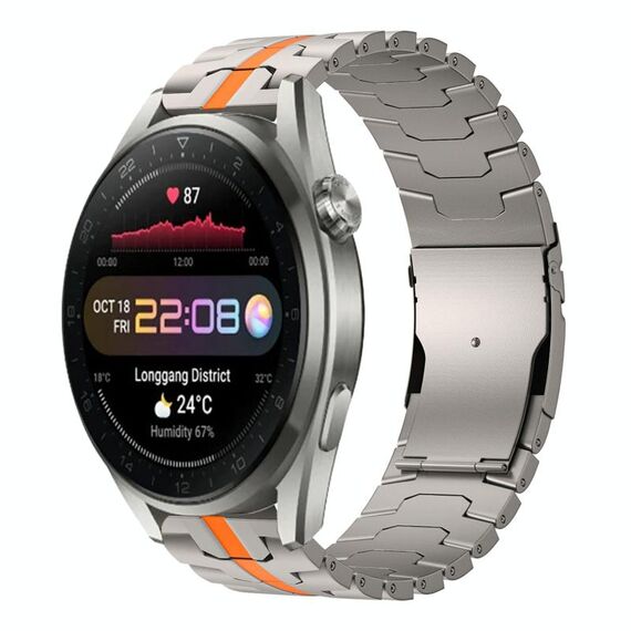 Per Huawei Watch 3 Pro Nuovo cinturino da 22 mm con fibbia a doppia chiusura in acciaio al titanio tartaruga (titanio arancione)