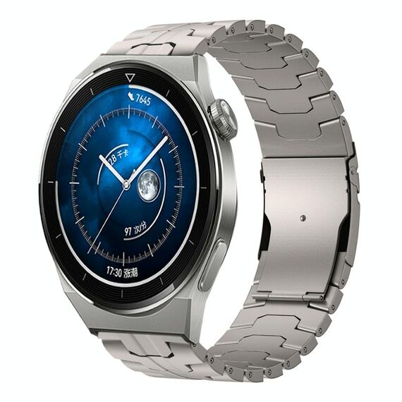 Per Huawei Watch GT 3 46mm 22mm Double Lock Buckle Turtle Titanium Steel Watch Band (Titanio)