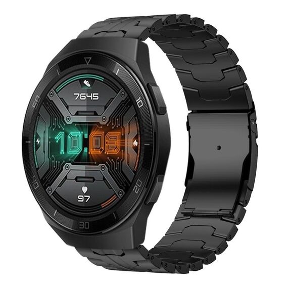 Per Huawei Watch GT / GT 2e 22mm Cinturino con fibbia doppia chiusura in acciaio al titanio tartaruga (Nero)