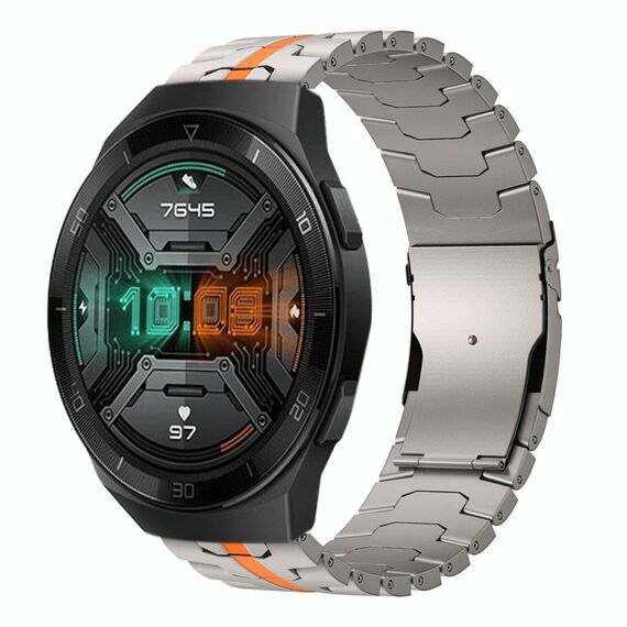 Per Huawei Watch GT / GT 2e 22mm Double Lock Buckle Turtle Titanium Steel Watch Band (titanio arancione)