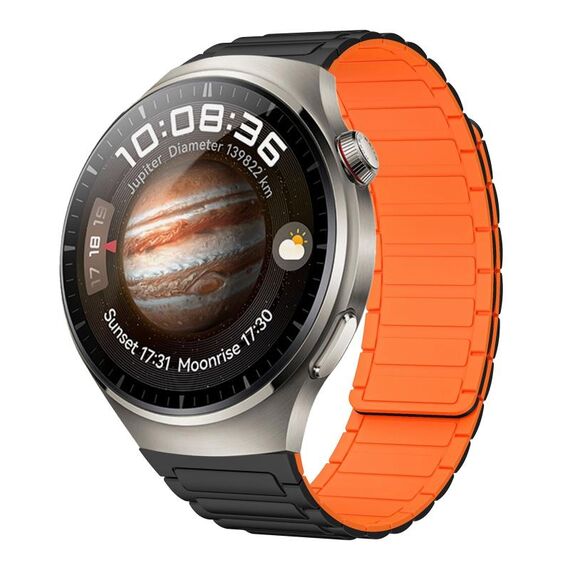 For Huawei Watch 4 22mm I-shaped Magnetic Silicone Watch Band(Black+Orange)