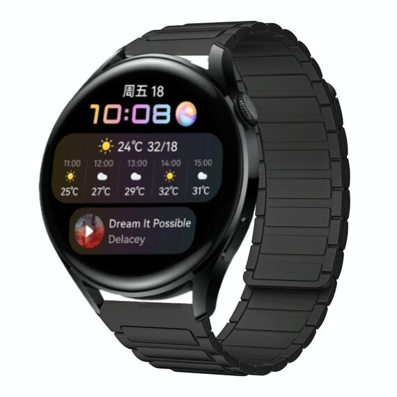For Huawei Watch 3 22mm I-shaped Magnetic Silicone Watch Band(Black)